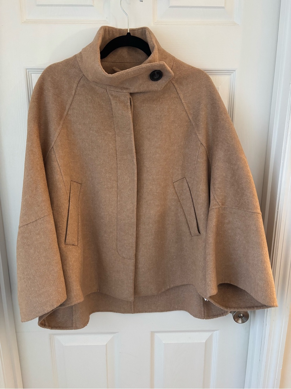 Zara Camel Button-Front Wool Blend Cape